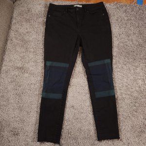 LL Bean Signature Jeans Womens Size 12 Black Green Blue Raw Hems Denim Pants